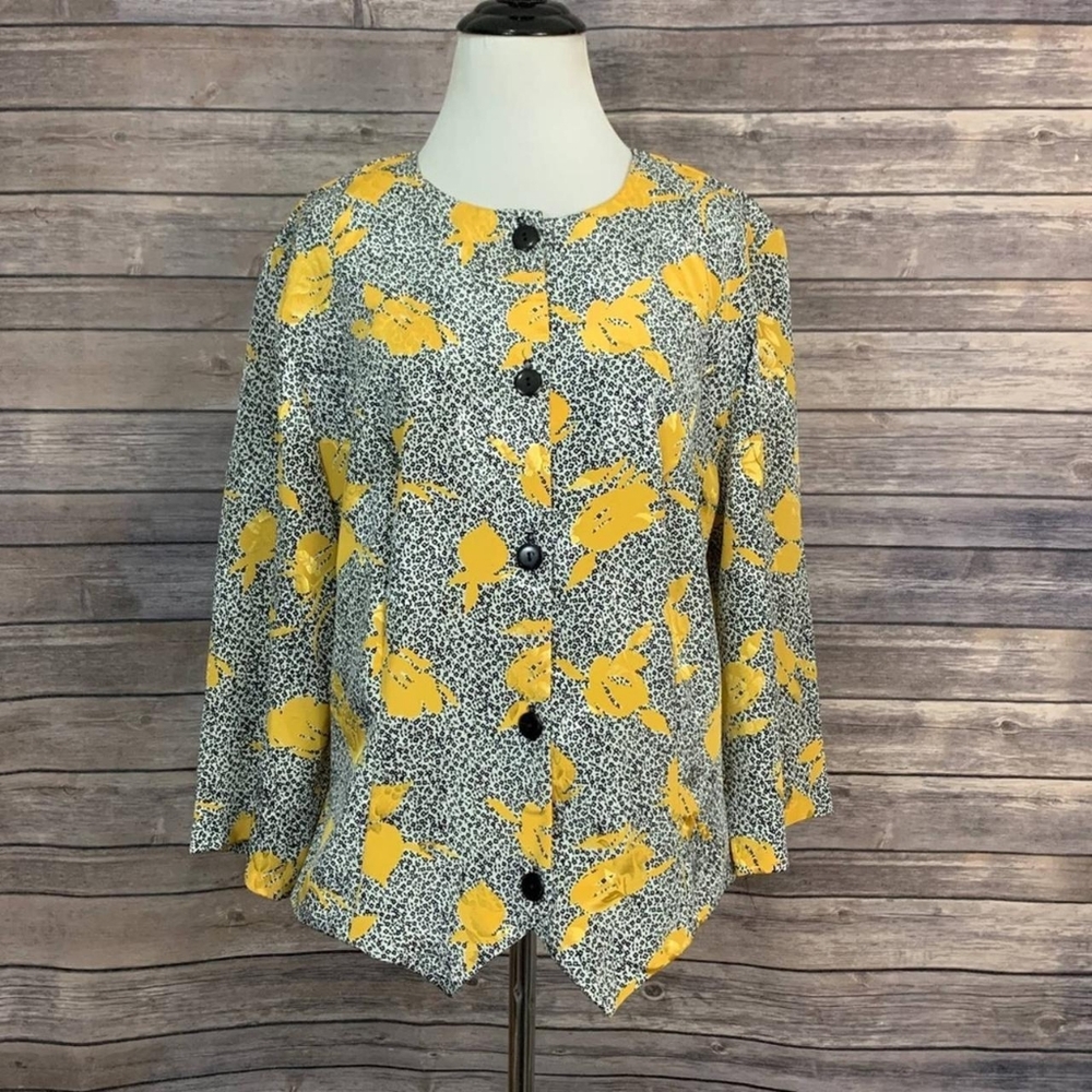 Floral Yellow and Black Women's Jacket